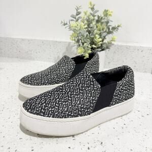 Vince Knit Warren Slip On Platform Sneaker Black/white Comfort Size 7